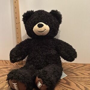 Build A Bear Football Teddy Bear Plush Stuffed Animal  football feet Black 17"